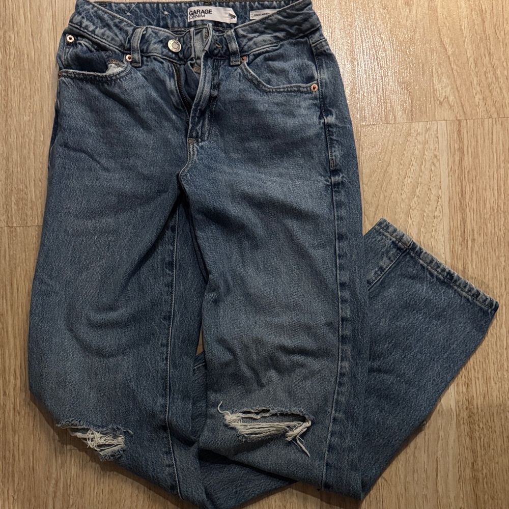 Garage Distressed Blue Boyfriend Jeans